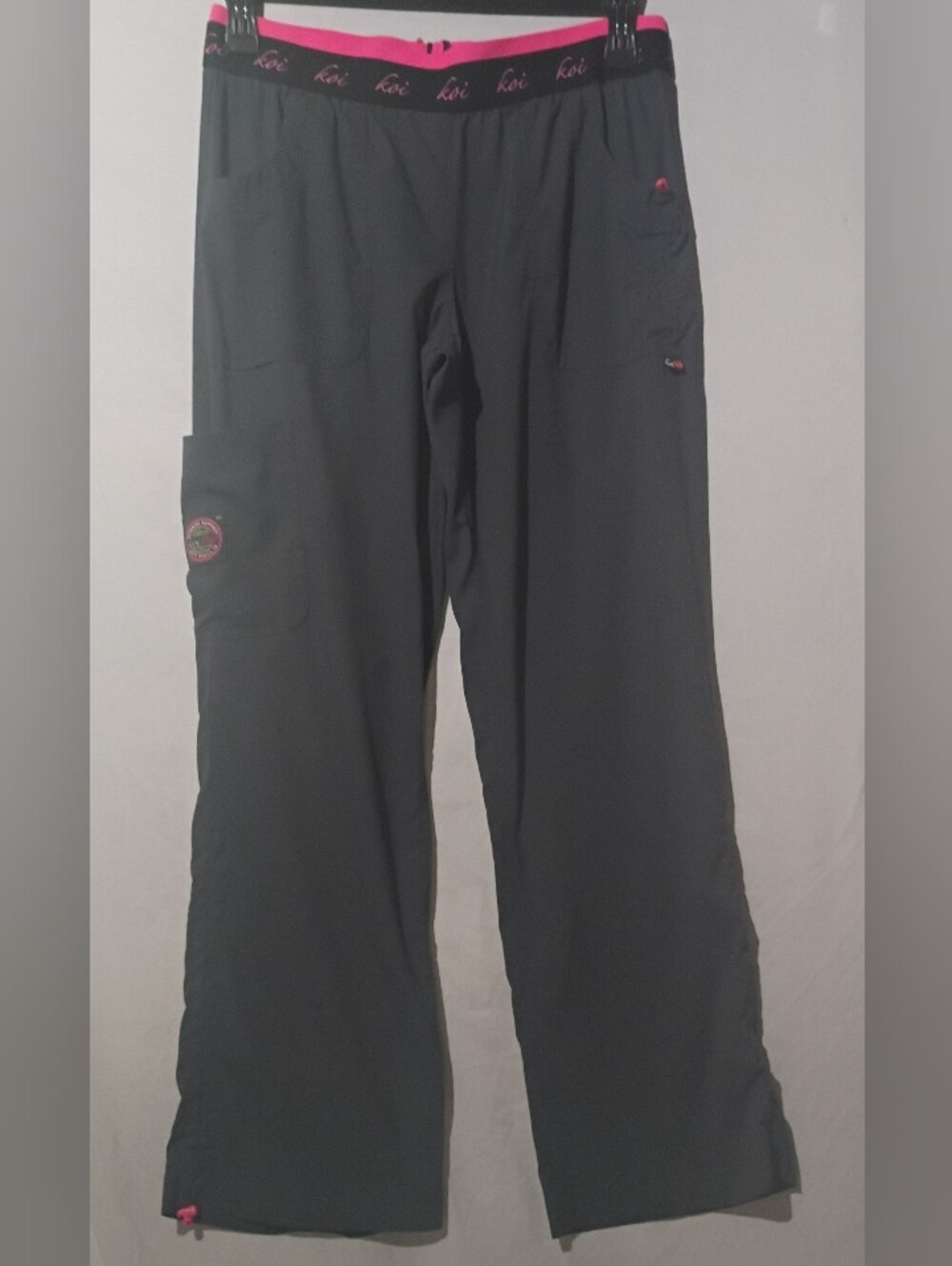 Koi Lite Slim Fit Mechanical Stretch Scrub Pants Women’s Medium Hot Pink Gray